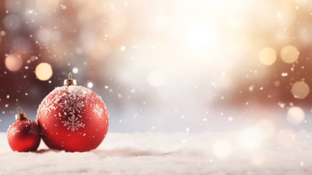 istock Snowy Christmas Ornaments with Bokeh Lights 1837712136