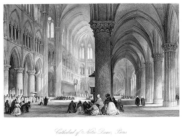 ilustrações de stock, clip art, desenhos animados e ícones de catedral de notre dame, paris - cathedral architecture old church