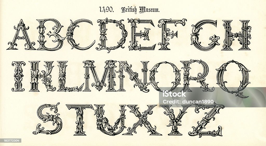 Estilo do século 15 letras - Royalty-free Alfabeto Ilustração de stock