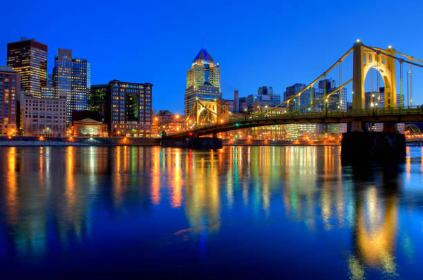 From Mount Washington, the Monongahela River frames the downtown Pittsburgh, PA skyline on a beautiful spring day.