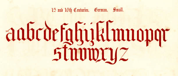 15 및 16 세기 스타일 알파벳 - letter p letter a typescript ornate stock illustrations