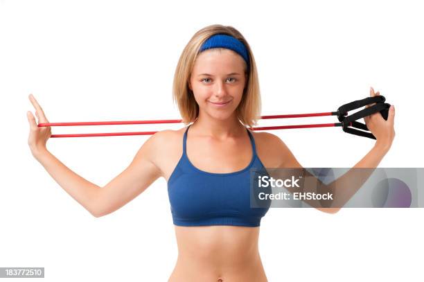 Photo libre de droit de Jeune Femme Modèle De Remise En Forme Sport Isolé Sur Fond Blanc banque d'images et plus d'images libres de droit de Jeunes femmes