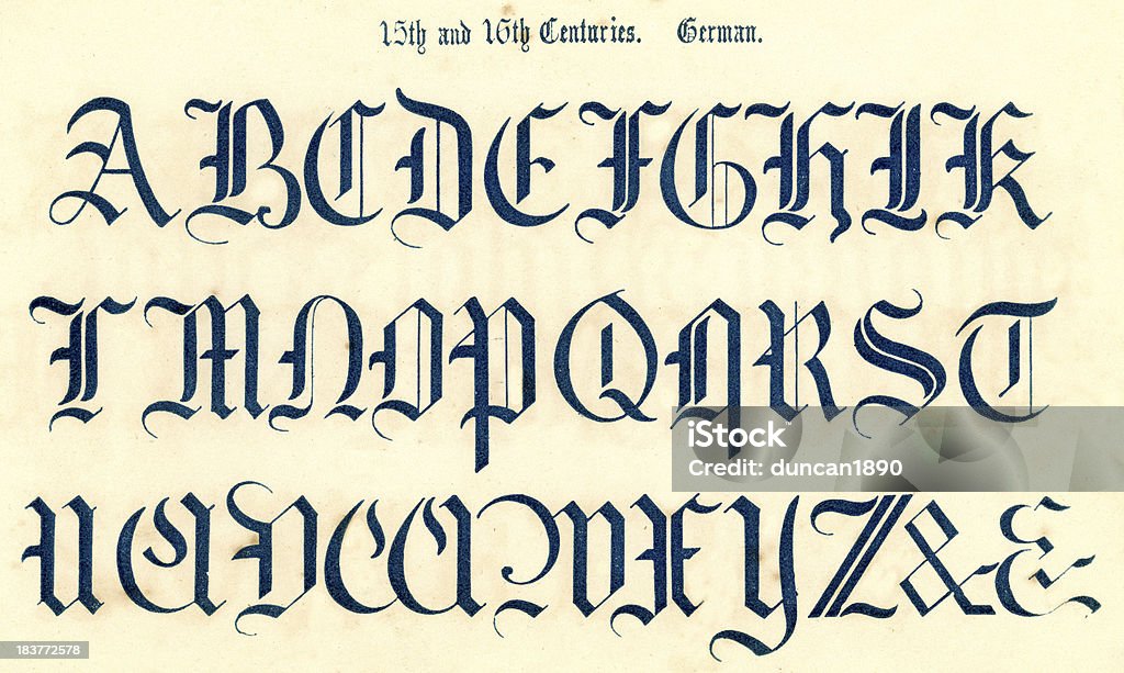 15 e et 16e siècle Alphabet de Style - Illustration de Lettre de l'alphabet libre de droits