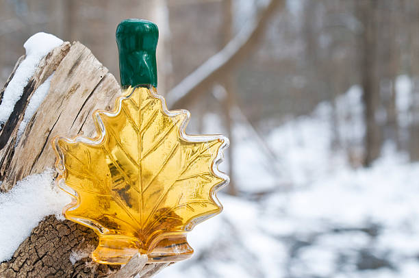 xarope de bordo garrafa - syrup bottle canadian culture canada - fotografias e filmes do acervo