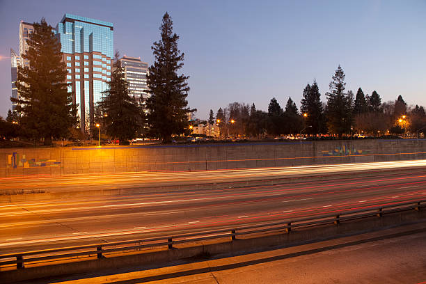 Interstate-5 going through California capital city stock photo