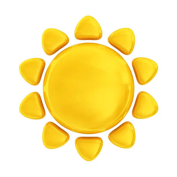 isolated yellow sun icon.3d render.