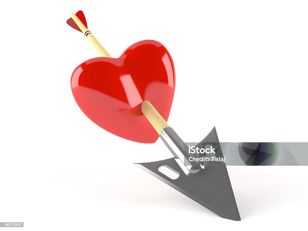 Love Arrow with heart isolated on white background Arrow - Bow and Arrow Stock Photo