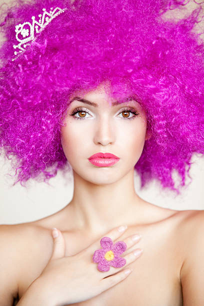 istock Beautiful woman with pink hairs 183773266