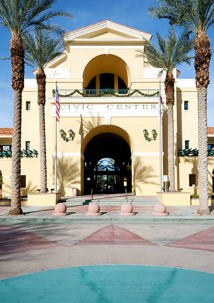 istock Spanish style civic center in desert setting 183773524