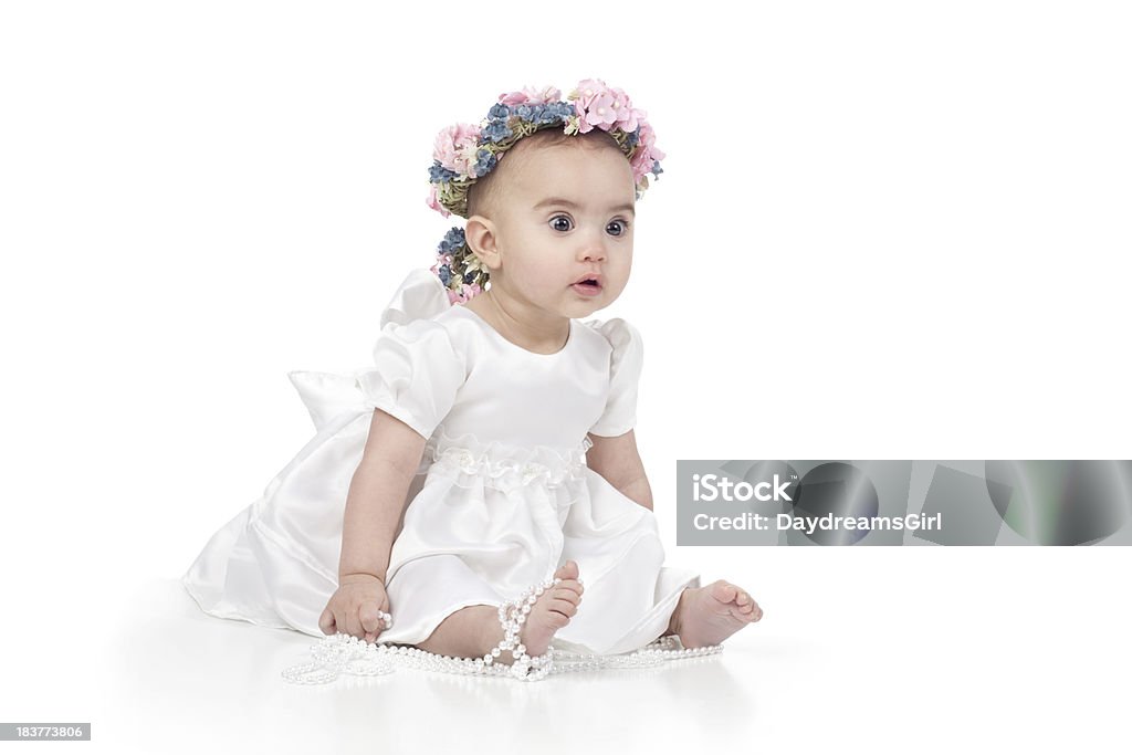 Bebê Menina com Vestido sobre fundo branco - Royalty-free 6-11 meses Foto de stock