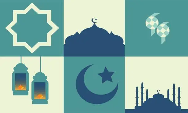 Vector illustration of Ramadhan month. Ramadan vector for wallpaper design. Poster, media banner. Mosaic vector illustration.