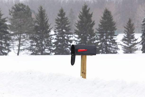 istock Solitary Rural Black Mailbox With Open Door 183774307