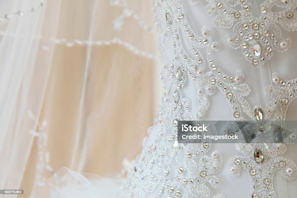 Detalhe do vestido de casamento - Foto de stock de Vestido de Noiva royalty-free