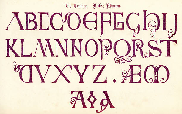 средневековая 10-м веке алфавит - letter t letter a ornate alphabet stock illustrations