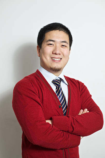 Businessman in red cardigan
