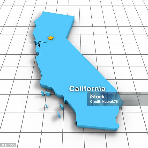 Mapa 3d Stanu Kalifornia - zdjęcia stockowe i więcej obrazów Mapa - Mapa, Stan Kalifornia, Trójwymiarowy