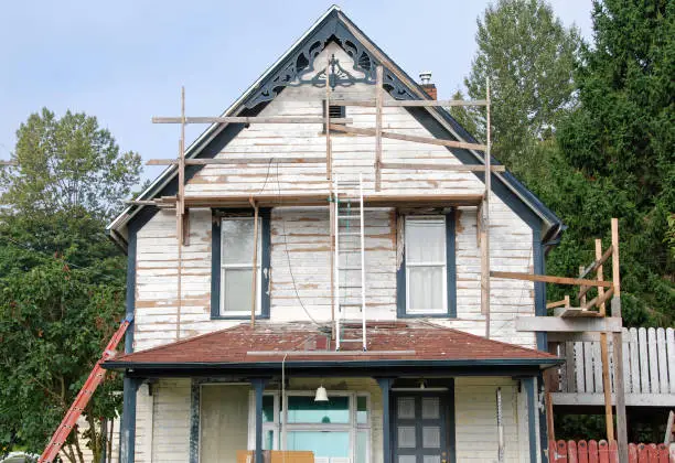 Victorian-style house being restored to its original condition