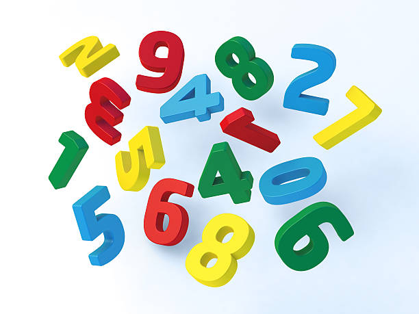 Flying Colorful Numbers 3D Render of a 16 flying colorful number pieces on a white background with soft shadows. Very high resolution available!Related images: number magnet stock pictures, royalty-free photos & images