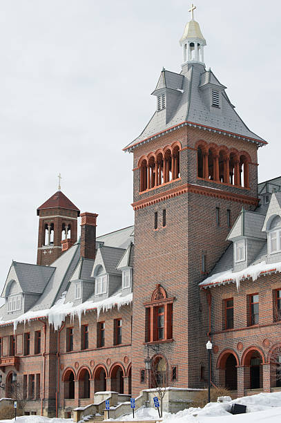 istock School Building in Snow with Large Bell Tower, Victorian Architecture 183776289