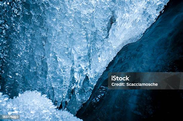 Icicles And Cascade Stock Photo - Download Image Now - Beauty In Nature, Blue, Blurred Motion