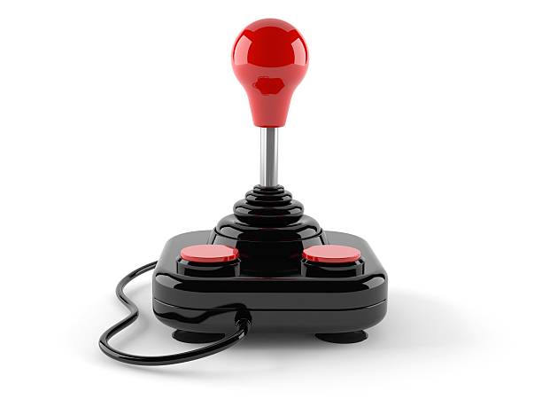 joystick - video game gamepad black isolated on white - fotografias e filmes do acervo