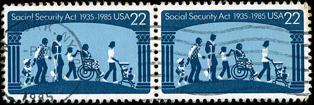 Depicting the Social Security Act, scanned on black background. In aRGB colorspace for optimal printing.