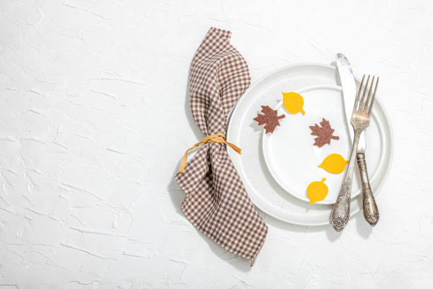 istock Autumn table setting. Thanksgiving cutlery, traditional fall decor. Cozy mood, minimalist design 1837773081