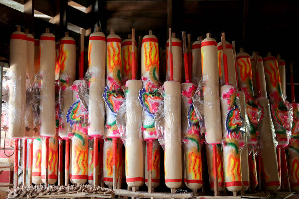 Dragon sculpture joss stick storage in factory