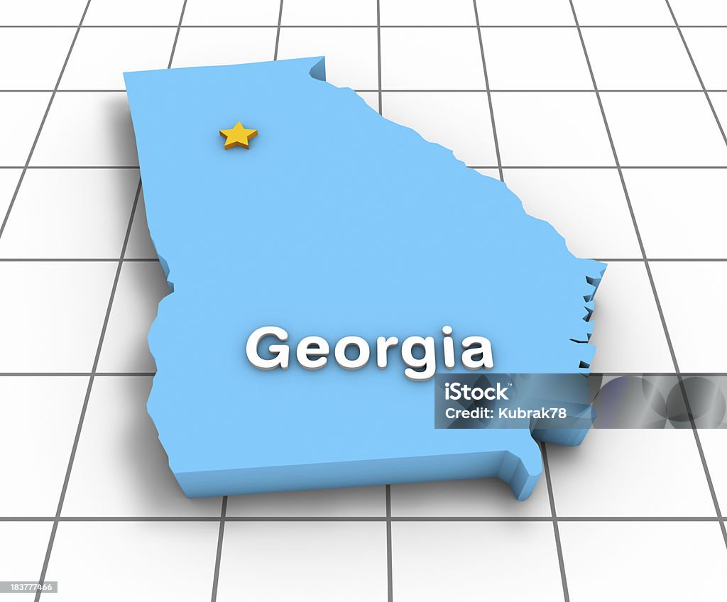 Carte 3D d'État de Géorgie - Photo de Carte libre de droits