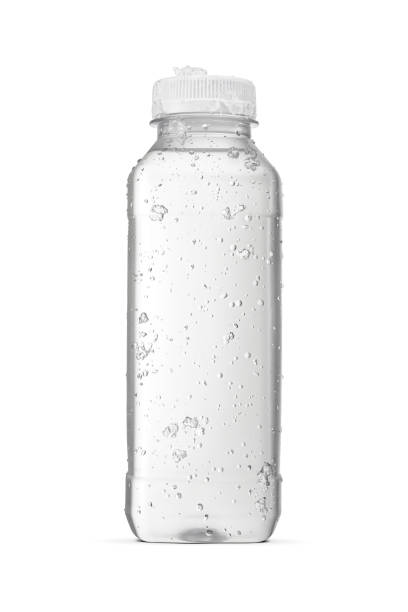 水滴と氷の結晶を白で分離したペットボトルの精製水。 - purified water bottle water drink ストックフォトと画像