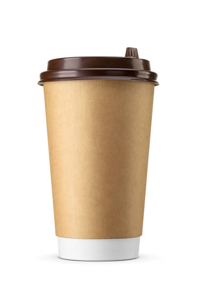 istock Brown paper disposable cup for coffee, tea, hot beverages to go. Take away container isolated on white. 1837774786