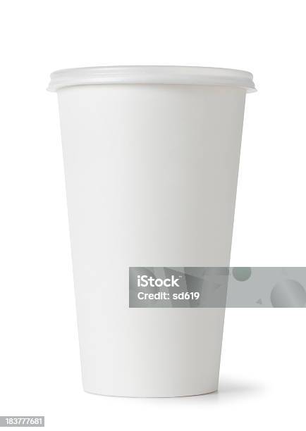 Copo Branco Com Tampa De Plástico - Fotografias de stock e mais imagens de Bebida - Bebida, Chávena, Comida e Bebida