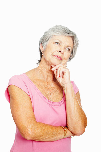 istock Pensive old senior woman 183777926