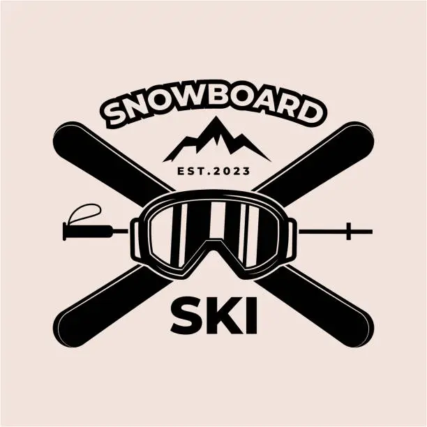 Vector illustration of ski emblem vintage logo vector icon illustration design template