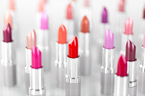 Lipstick in various shades.
