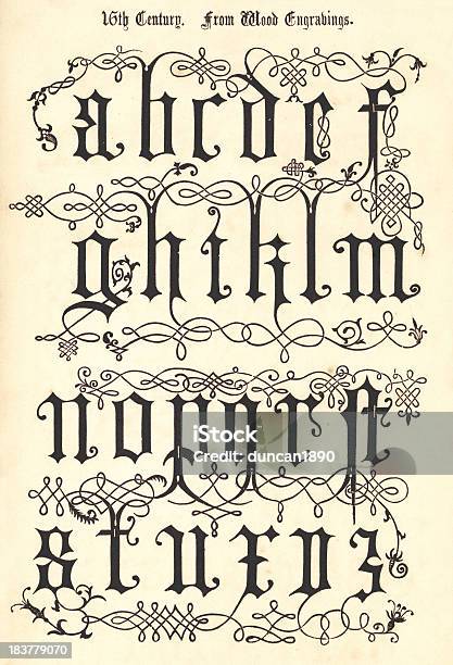 Ilustración de Estilo Siglo Xv Alfabeto y más Vectores Libres de Derechos de Letra del alfabeto - Letra del alfabeto, Renacimiento, Alrededor del siglo XV
