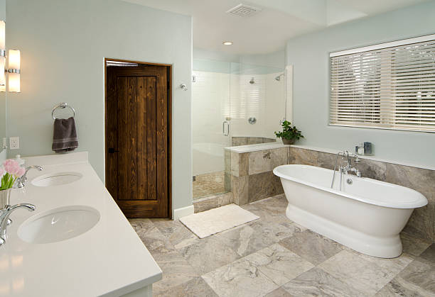 istock Modern bathroom with sunken bathtub 183779153