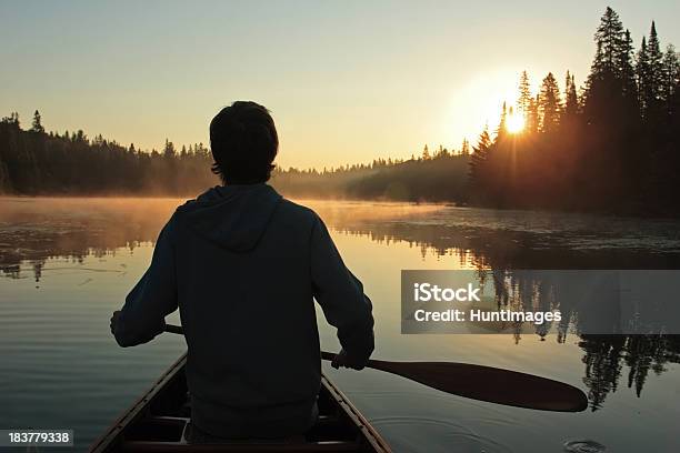 Sunrise Paddle Stock Photo - Download Image Now - Canoeing, Canoe, In Silhouette