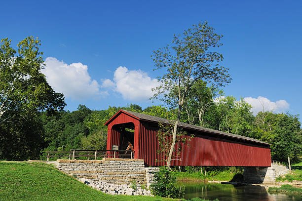 istock Cataract Falls State Park Indiana Historic Red Covered Bridge 183779489