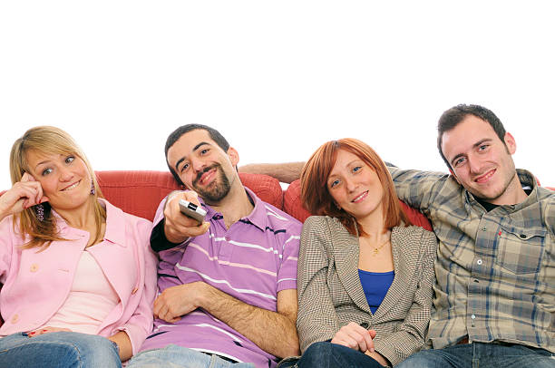 istock Young People Watching TV on Sofa.Copy Space 183780161
