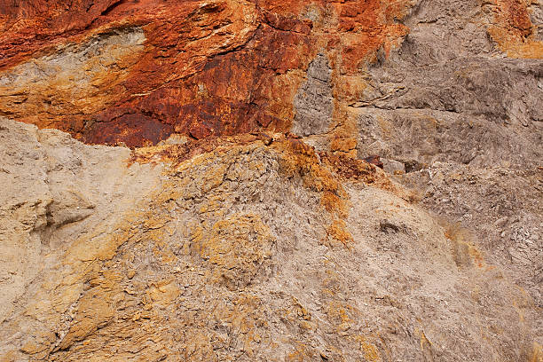Copper limestone background texture "Close-up of a colorful copper and limestone rock formation in Bisbee, Arizona, USA. Horizontal" slate ridge stock pictures, royalty-free photos & images