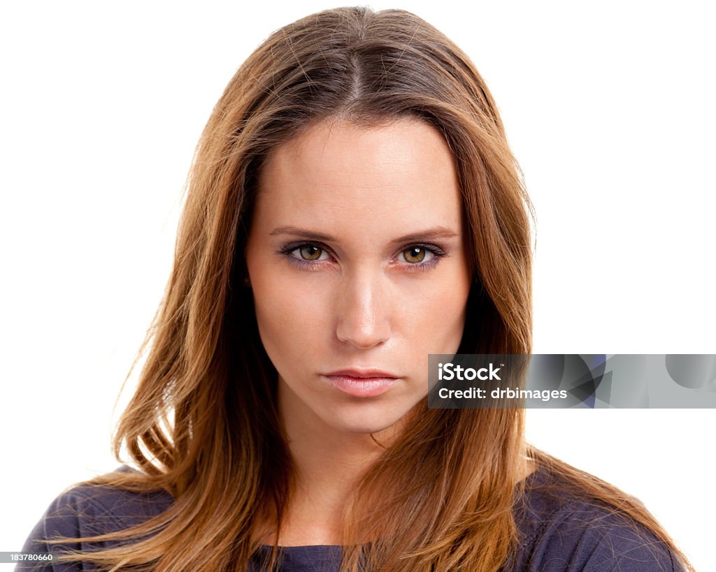 Young Woman Portrait Portrait of a young woman on a white background. http://s3.amazonaws.com/drbimages/m/sonray.jpg Human Face Stock Photo
