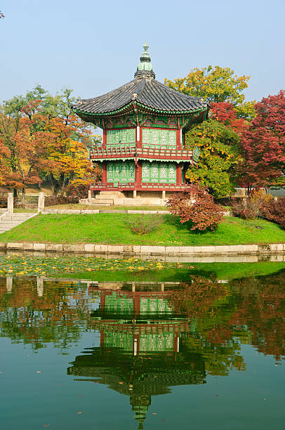 istock Autumn lake scenics with pagoda 183780804