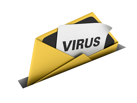 Envelope with Virus Concept.