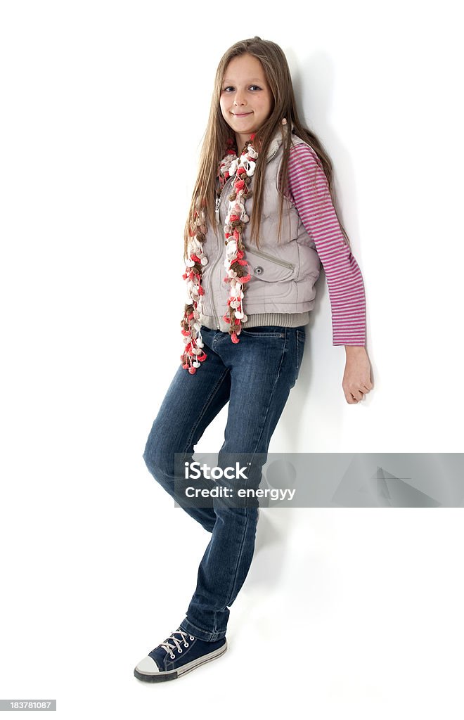 Mulher jovem feliz sobre fundo branco - Royalty-free Adolescente Foto de stock