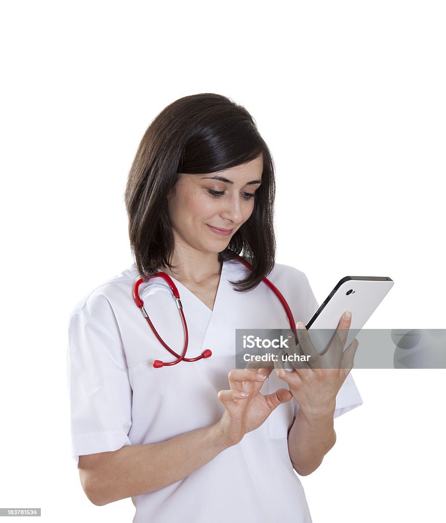 Ao ler o tablet digital médico lhe prescreveu - Royalty-free Adulto Foto de stock