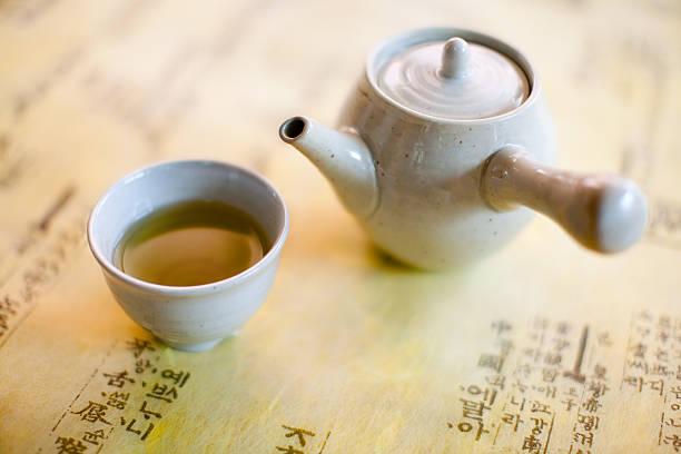 chá verde - língua coreana - fotografias e filmes do acervo