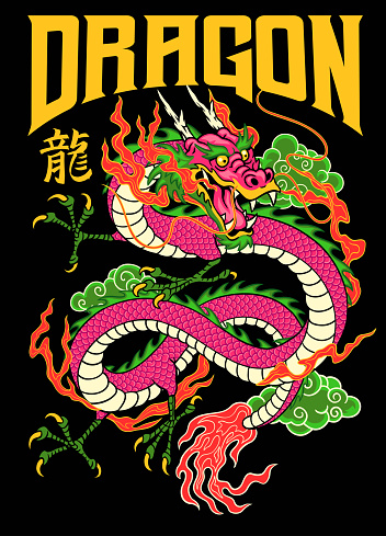 Vector of Oriental Dragon Hand Drawn Illustration