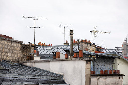 Paris apartment building rooftop