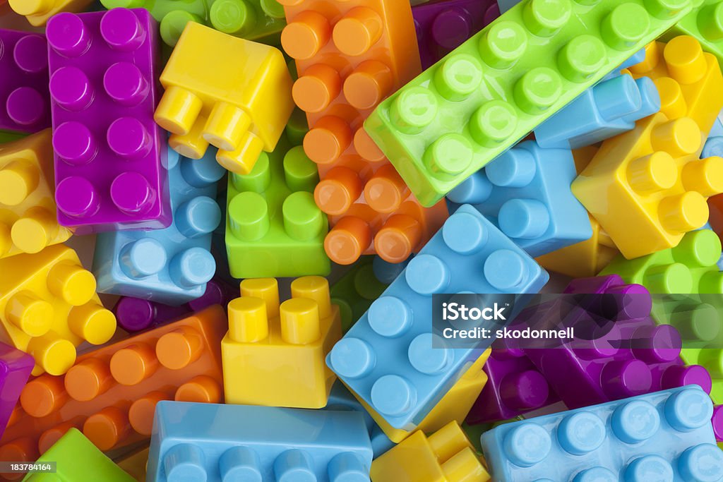 Building Blocks This is an overhead photo of colorful building blocks. These are generic building blocks. They are not plastic blocks. Toy Stock Photo